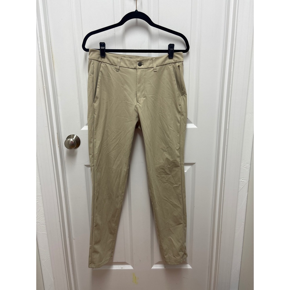 Lululemon ABC Slim Fit Pant Warpstreme Tan Khaki Mens 31 x 32 Commuter Chino